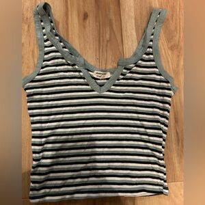 Heart and Hips Women's blue/green/white/black Striped Crop Top Sz XS